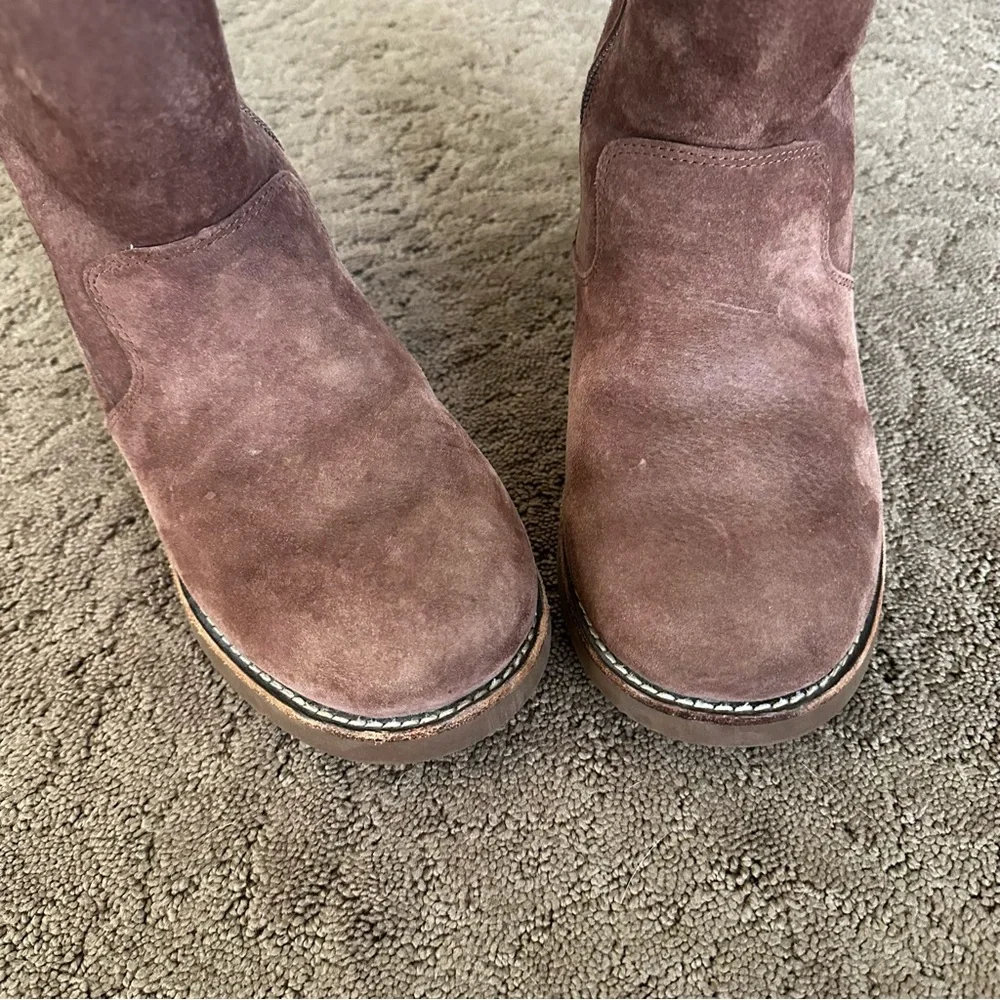 Ugg Fairfax III Women's Chestnut Boots Zipper Suede Sheepskin Lined Sz 6 EUC